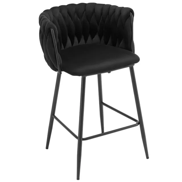 eugad-1081by-1-barhocker-samt-schwarz-mit-lehne-einzeln image 1