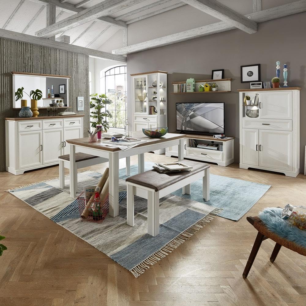 lomadox-esszimmer-sideboard-spiegel-set-pinie-wei-166-cm image 5