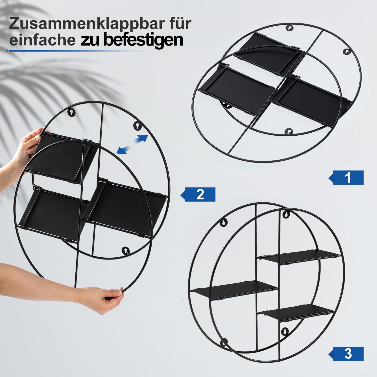 eugad-aufbewahrung-rundes-wandregal-schwarz-40-cm-3-ablagen image 7