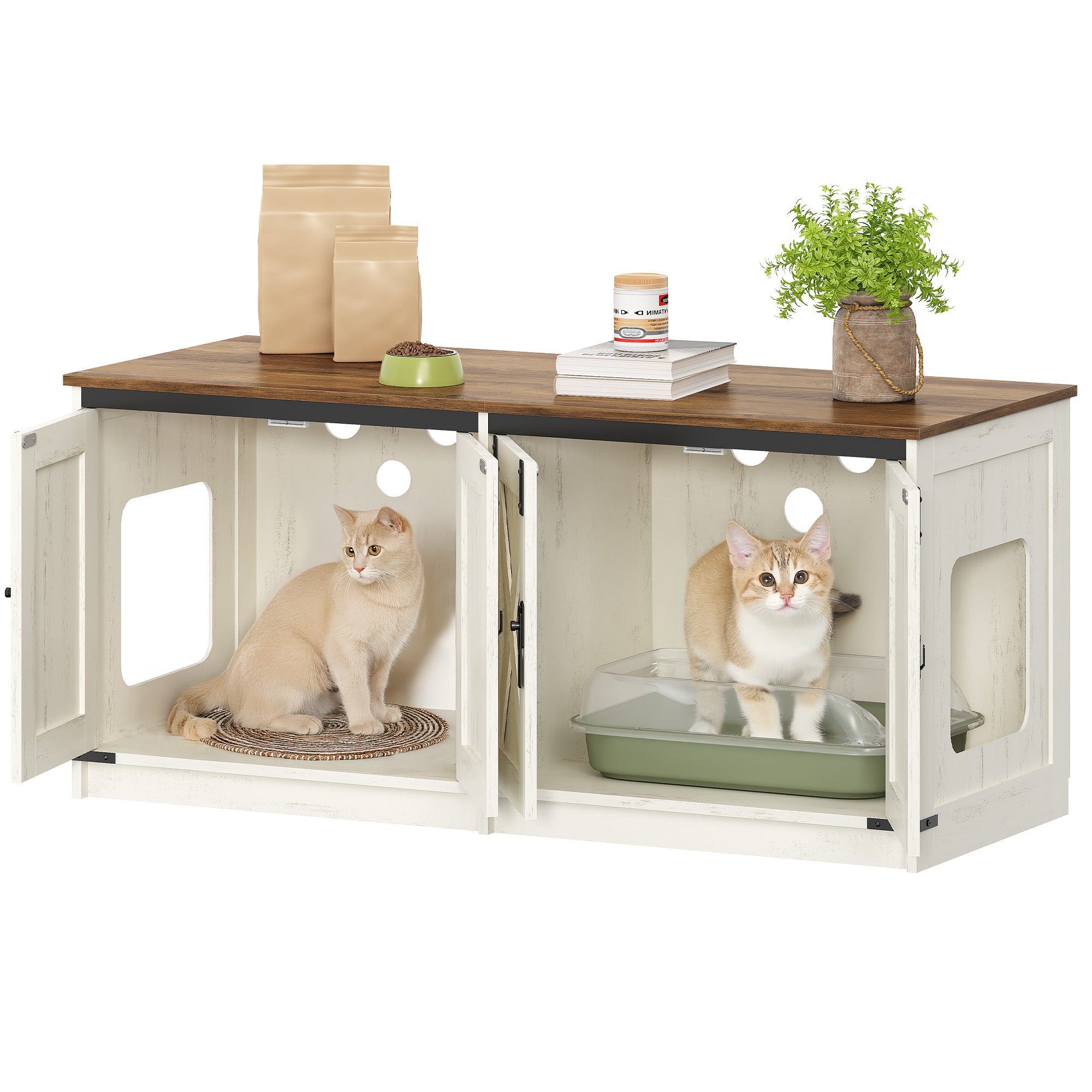 hzuaneri-pet-katzenschrank-f-r-2-katzen-braun-wei image 1