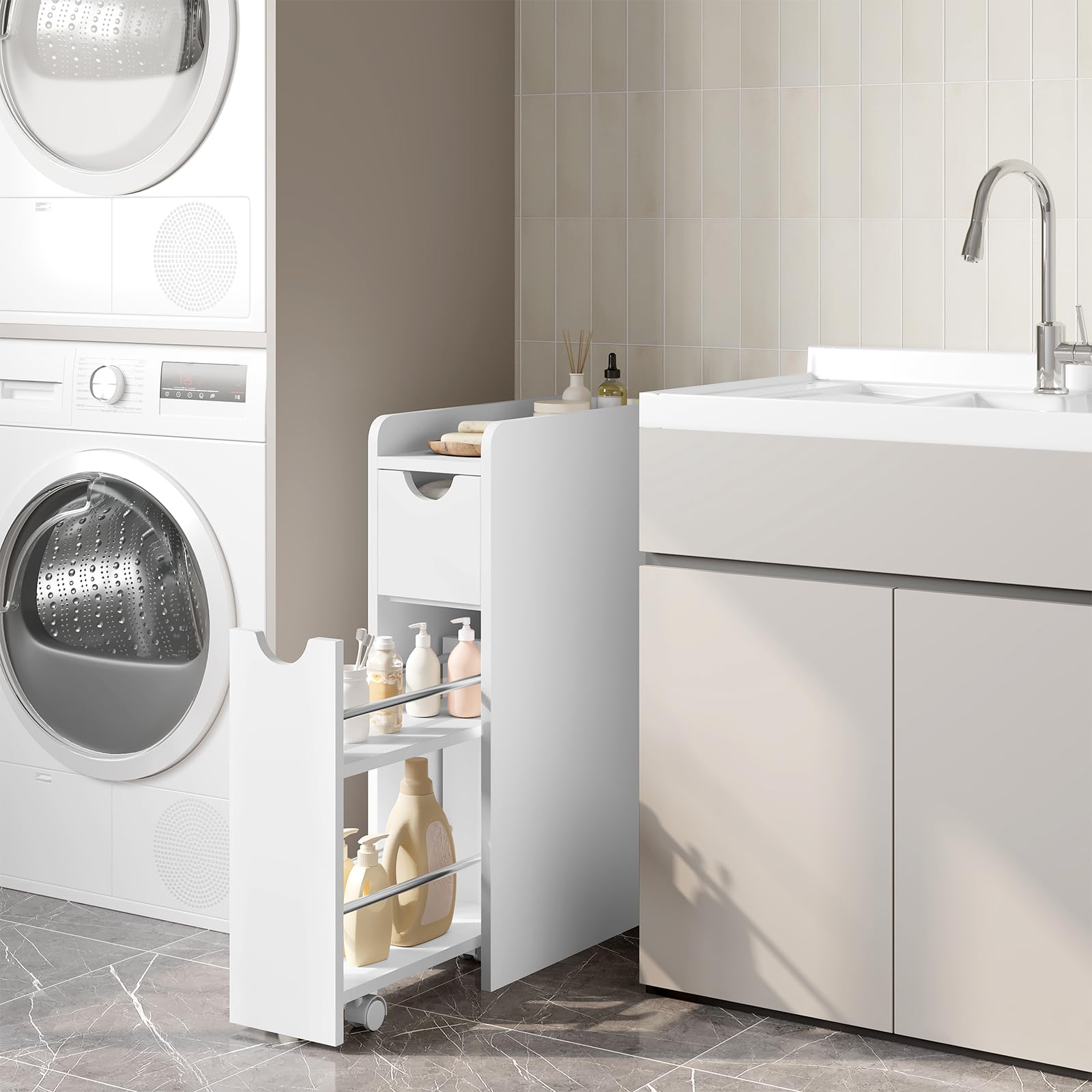eugad-badezimmerschrank-wei-nischenschrank-rollen-19x45x70cm image 2