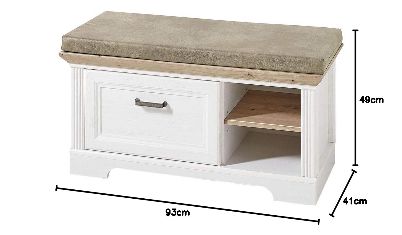 lomadox-flur-garderobenbank-j-lich-93cm-pinie-wei-sitzpolster image 2