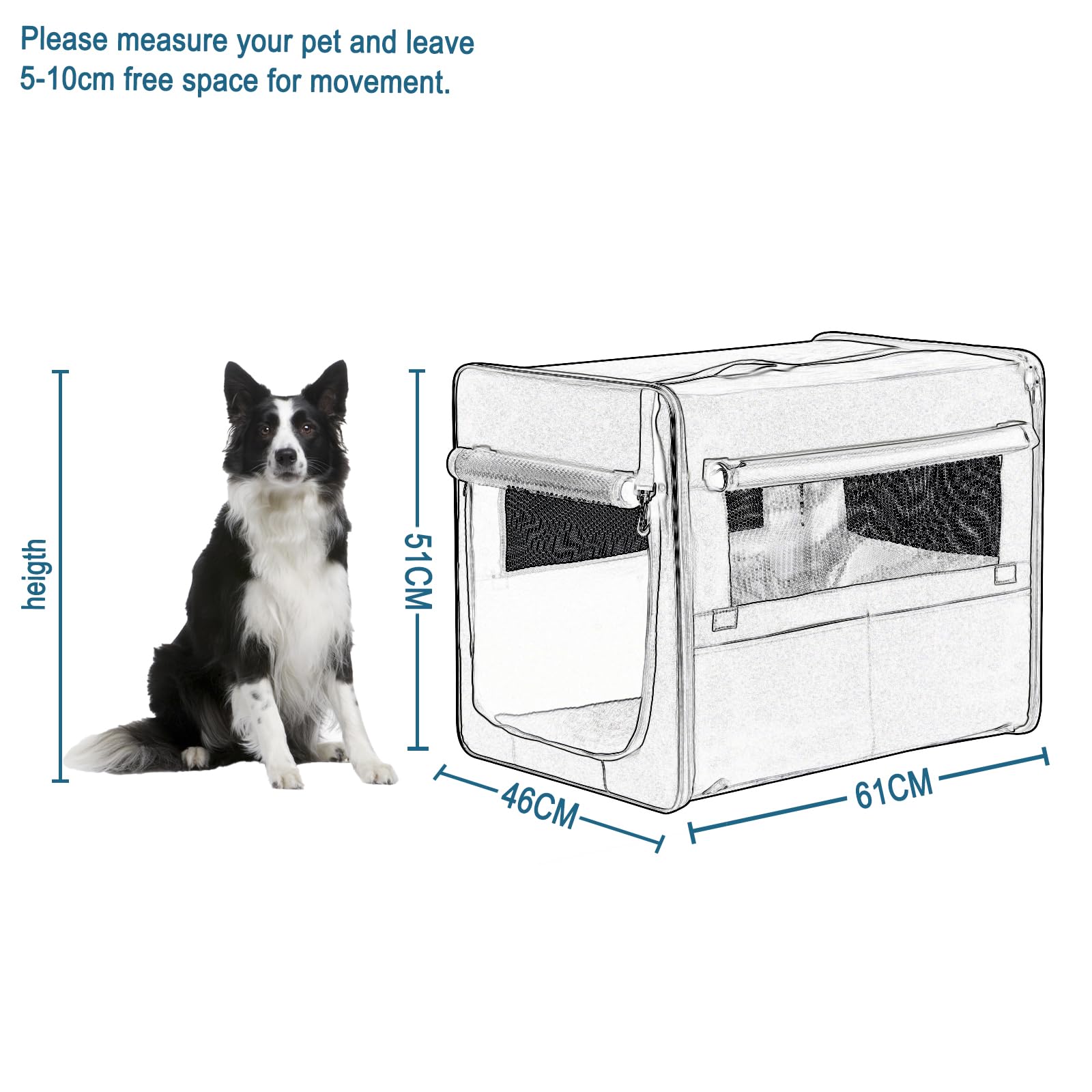 eugad-hundebox-faltbar-grau-61x46x51-katze-hund image 4