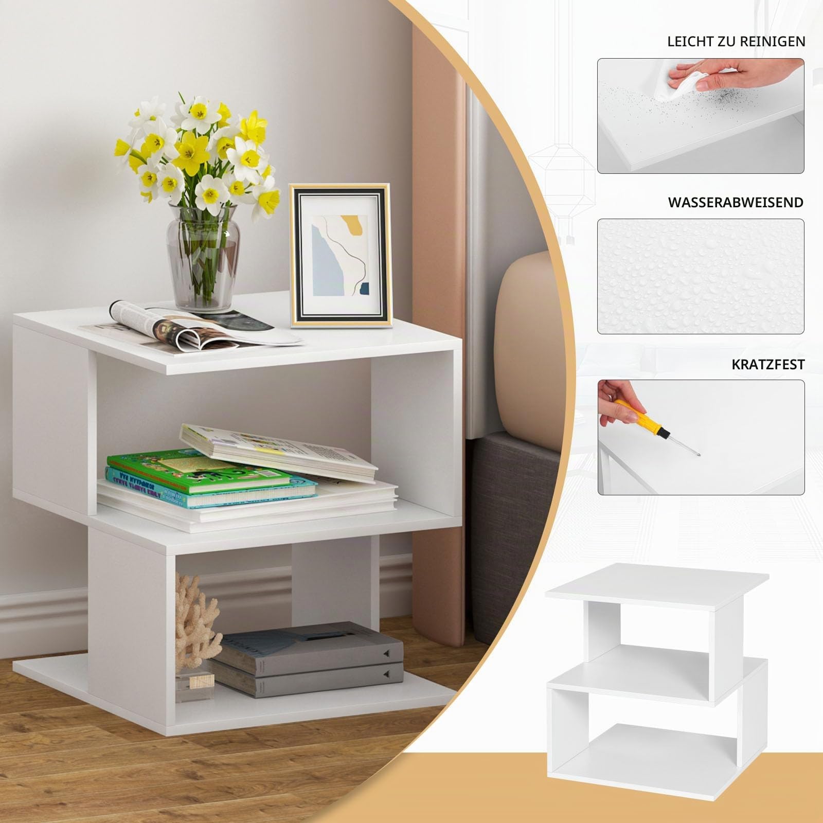 eugad-wohnaccessoires-nachttisch-wei-2er-set-40x43-5x40-2-ablagen image 5