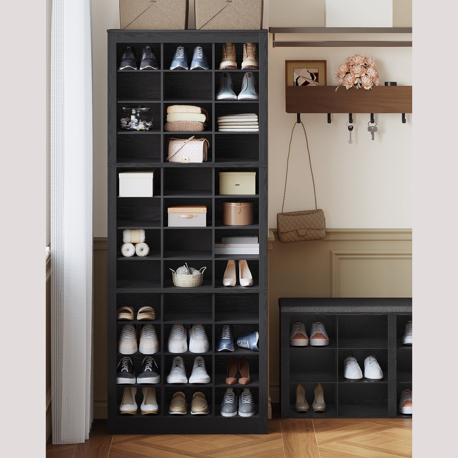 hzuaneri-living-room-schuhschrank-schwarz-12-f-cher-36-paar-hoch-184-cm image 2