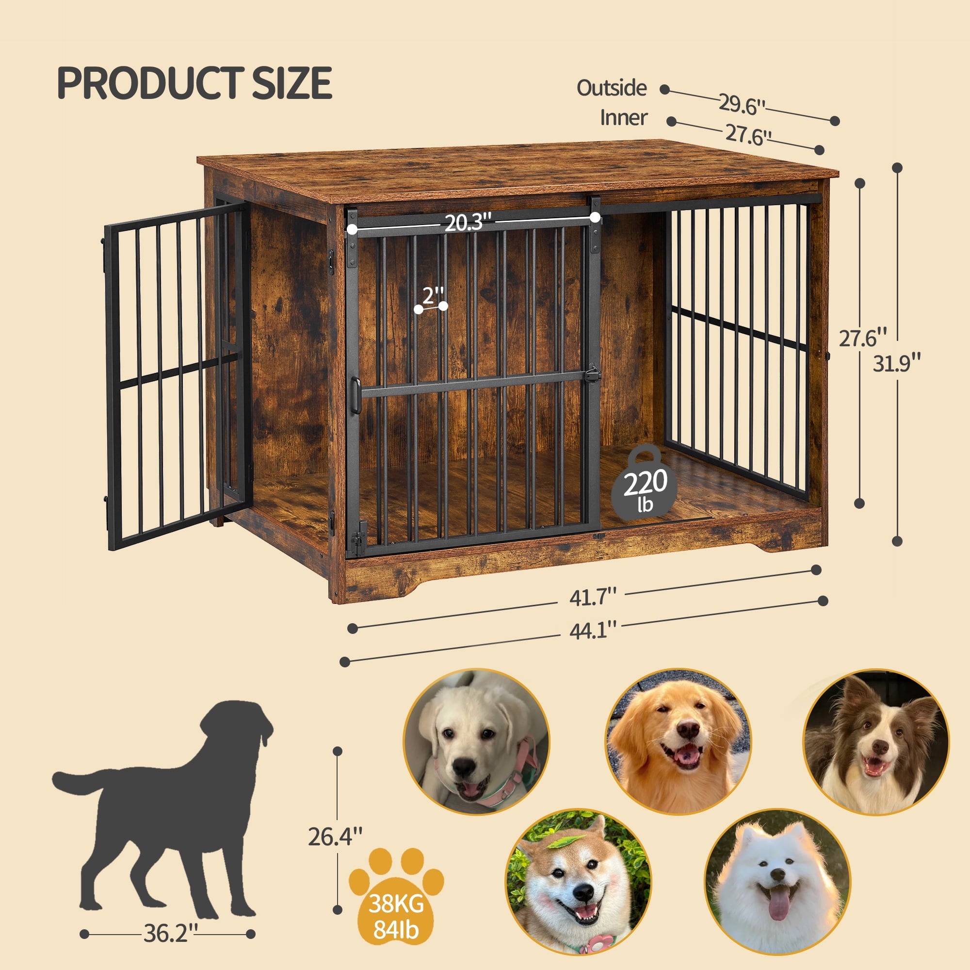 hzuaneri-pet-dfc80101b-hundebox-rustikalbraun-44-zoll image 2