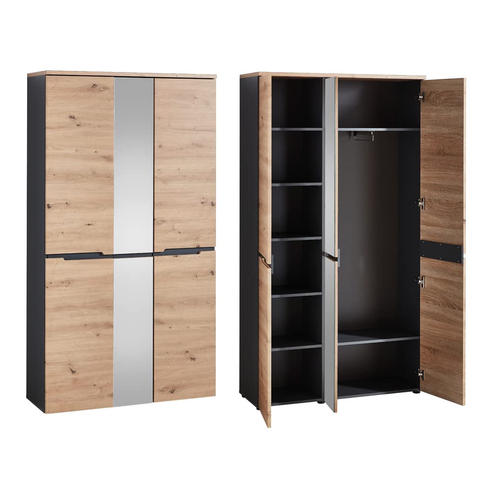 lomadox-flur-garderobenschrank-105-cm-artisan-eiche-spiegel image 3