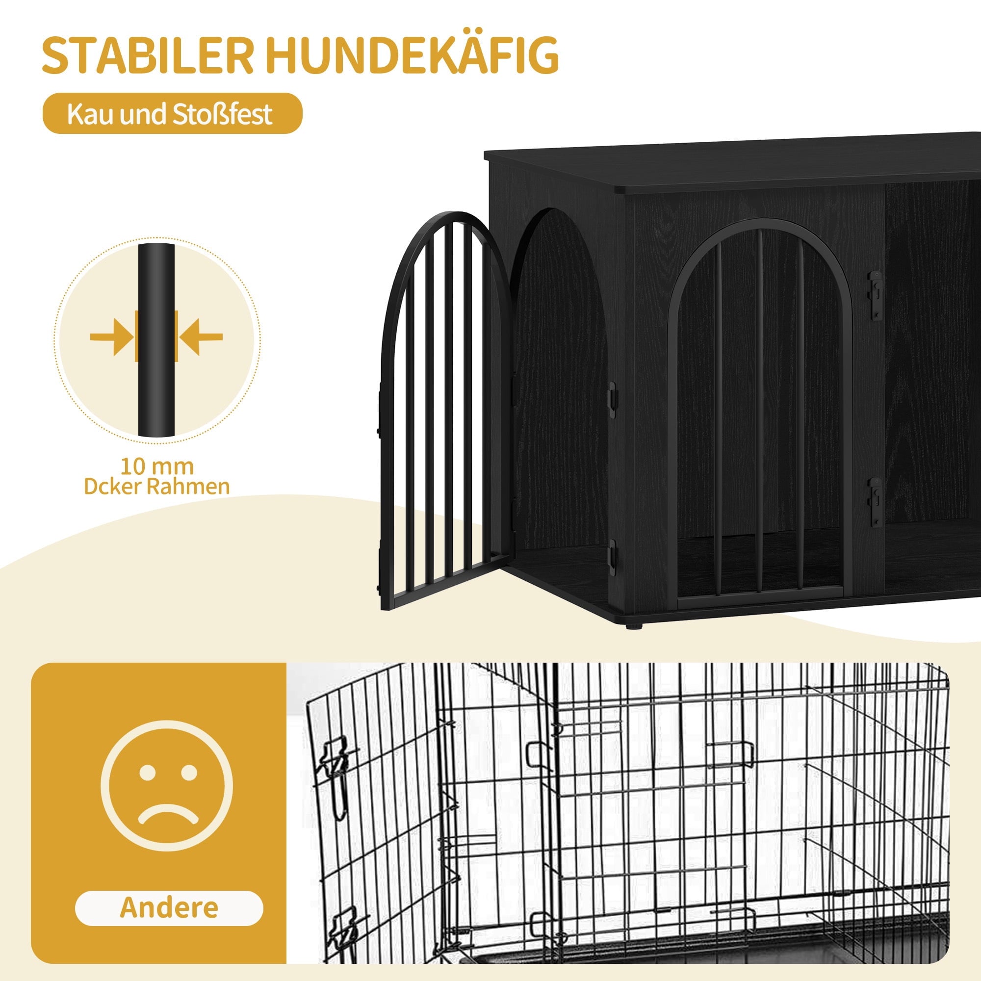 hzuaneri-pet-hundebox-m-bel-schwarz-holz-mit-kissen-klein image 4