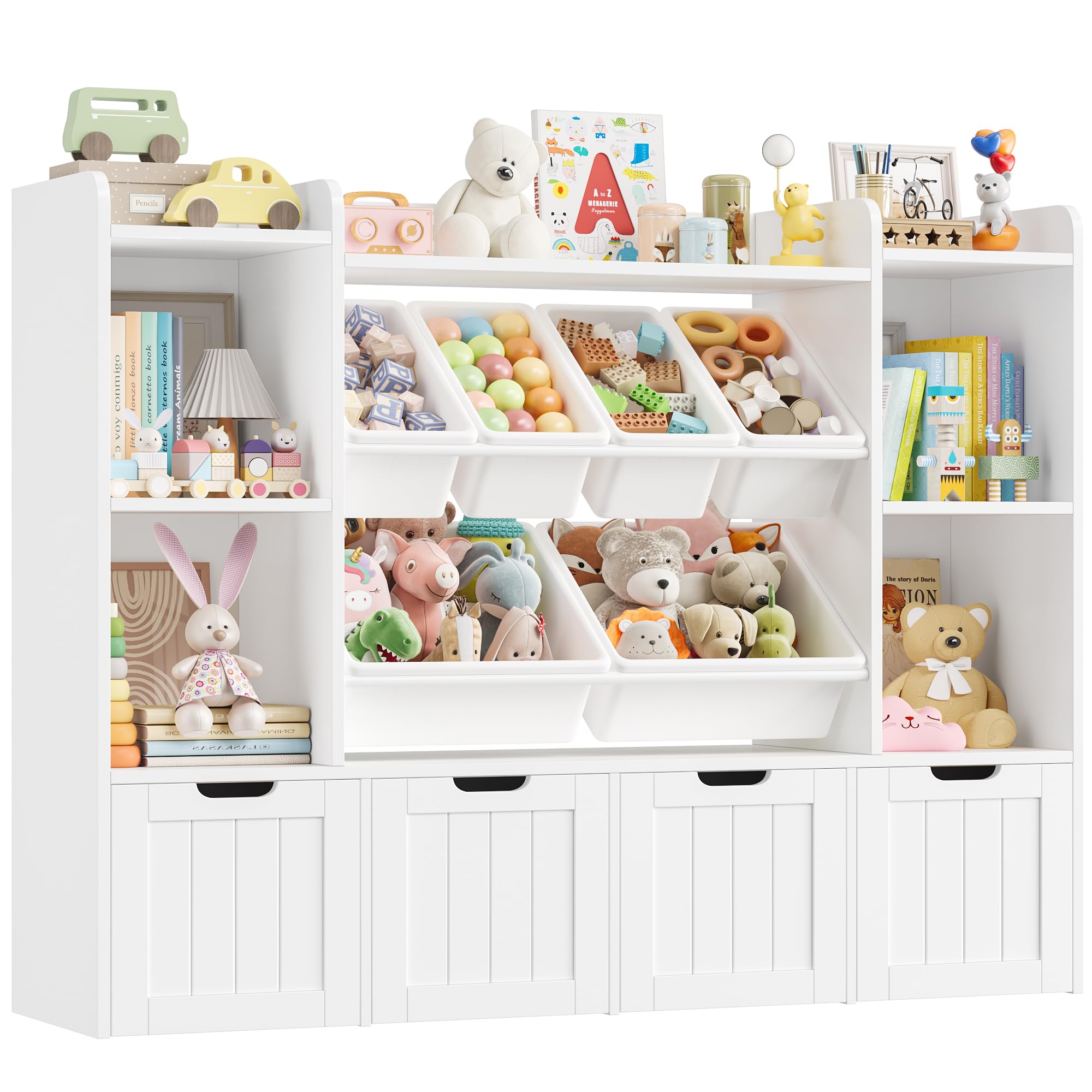 forehill-kinderregal-140cm-wei-mit-boxen-spielzeugregal image 1