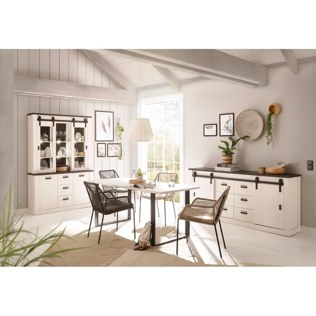 lomadox-esszimmer-set-pinie-wei-anthrazit-mit-led image 1