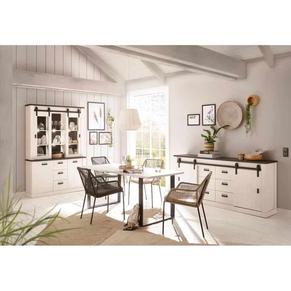 lomadox-esszimmer-set-pinie-wei-anthrazit-mit-led image 1
