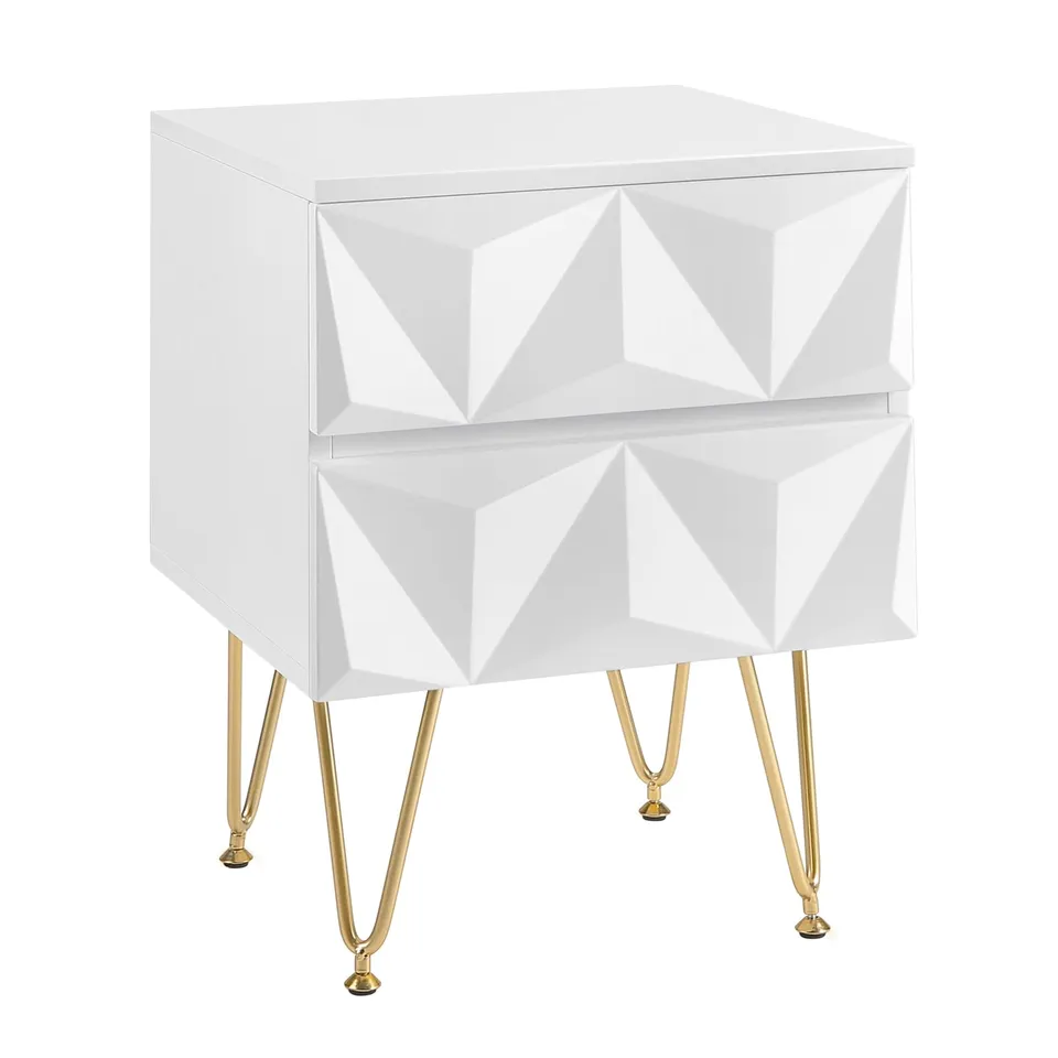 eugad-wohnaccessoires-nachttisch-wei-gold-40x53x40-cm-2-schubl image 1