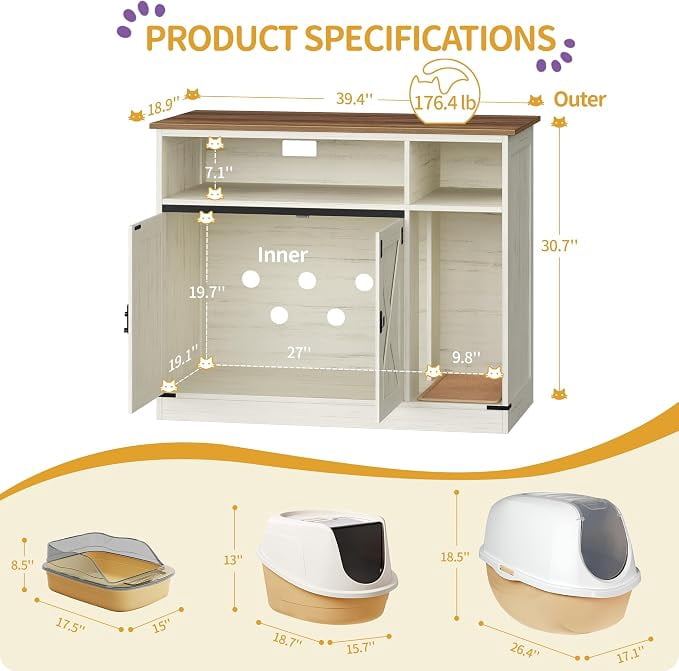 hzuaneri-pet-cb886-katzenschrank-katzenklo-rustic-brown-wei-kratzmatte image 4