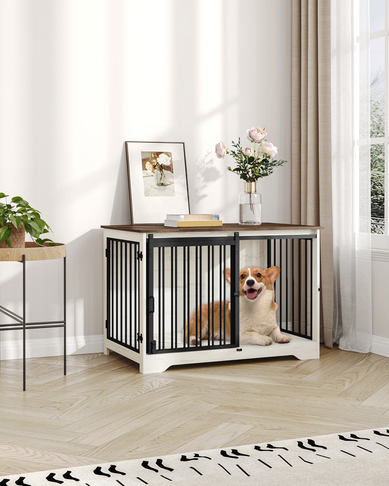hzuaneri-pet-dfc02314b-hundebox-holz-wei-braun-100-cm image 3