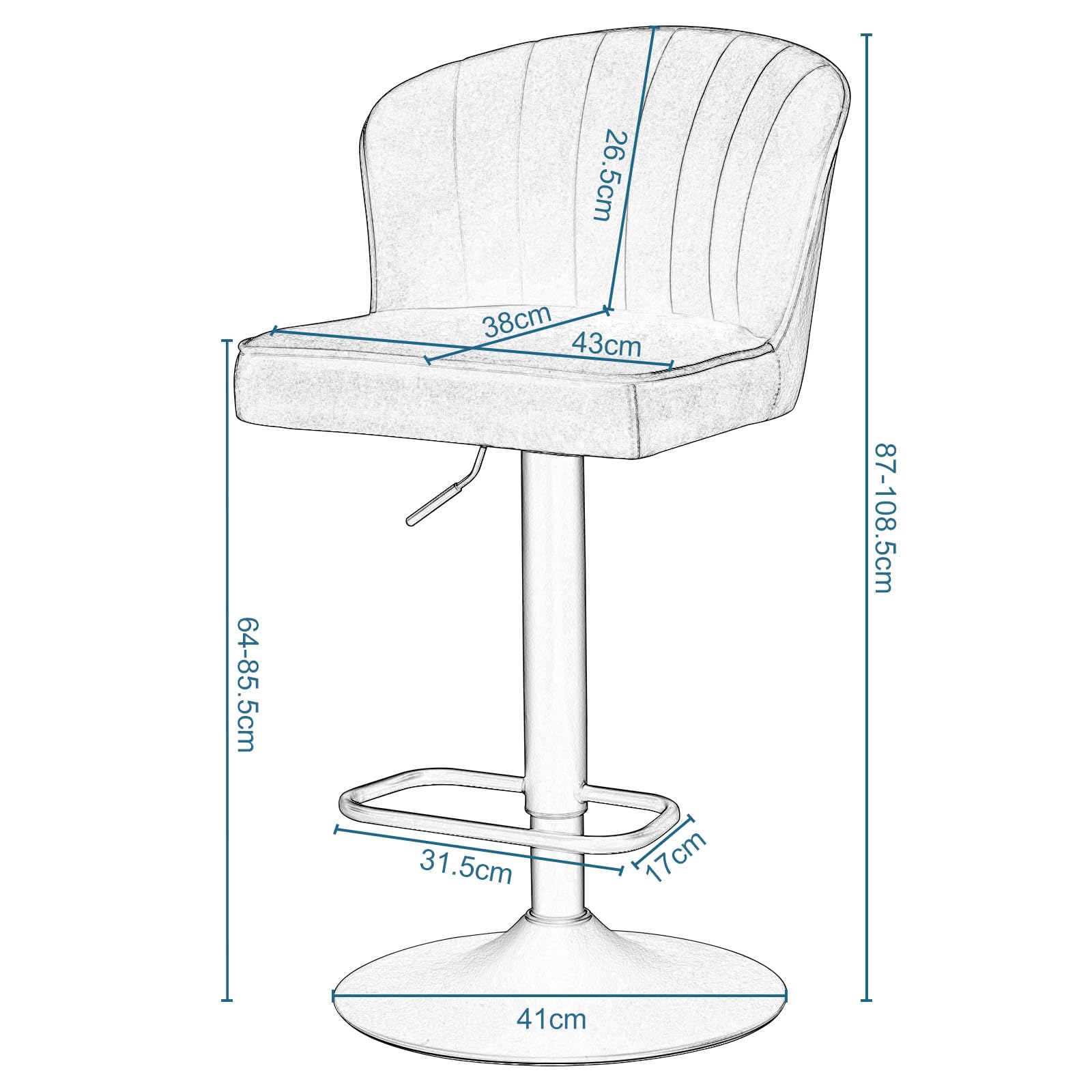 eugad-1055by-4-barhocker-4er-set-schwarz-samt-h-henverstellbar image 3