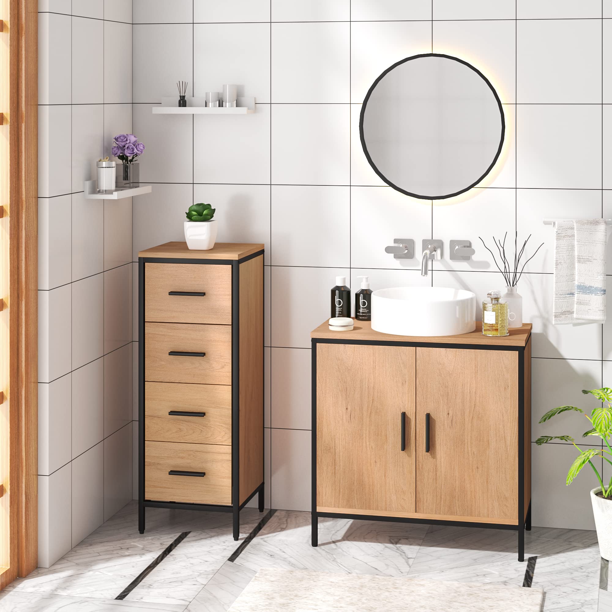eugad-aufbewahrung-badezimmerschrank-4-schubladen-30x30x82-cm image 2