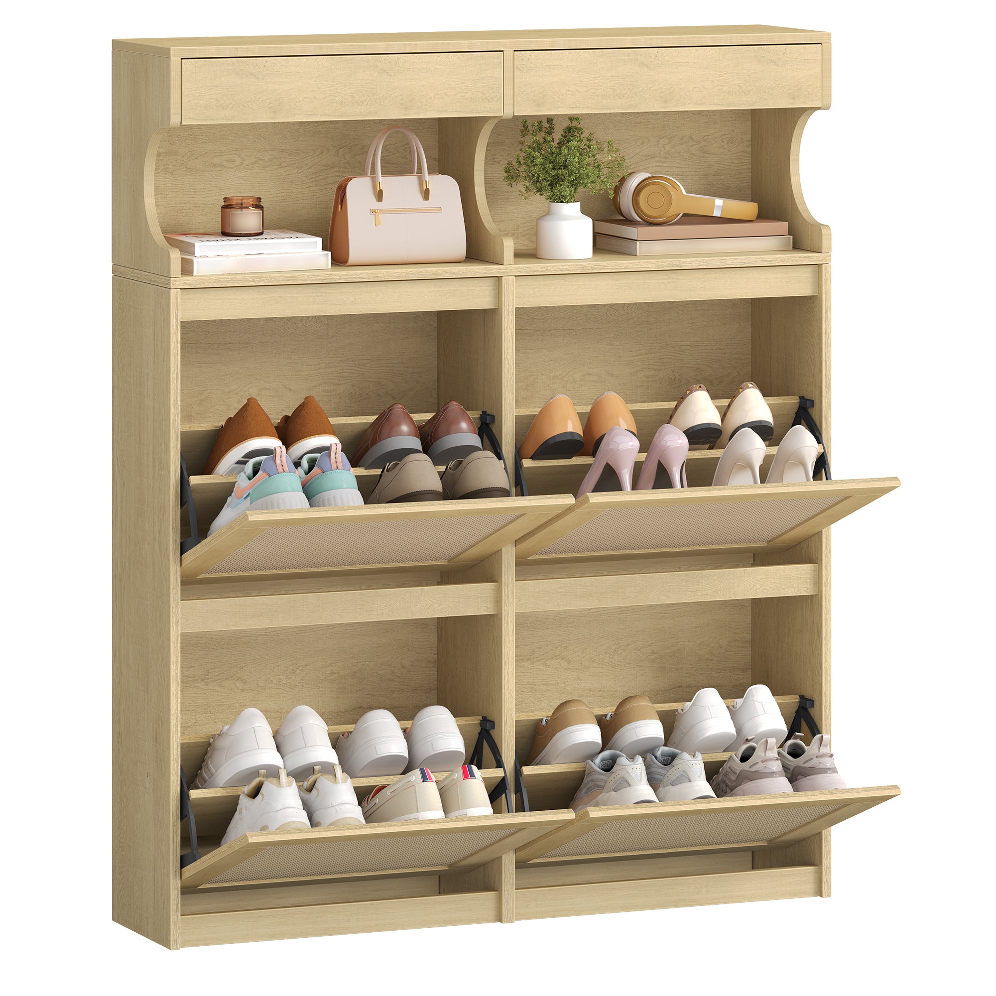 hzuaneri-sr56702y-schuhschrank-gelb-rattan-20-paare-100-cm image 2