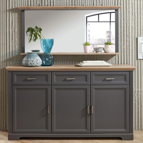 lomadox-flur-sideboard-set-spiegel-graphit-eiche-166-cm image 5