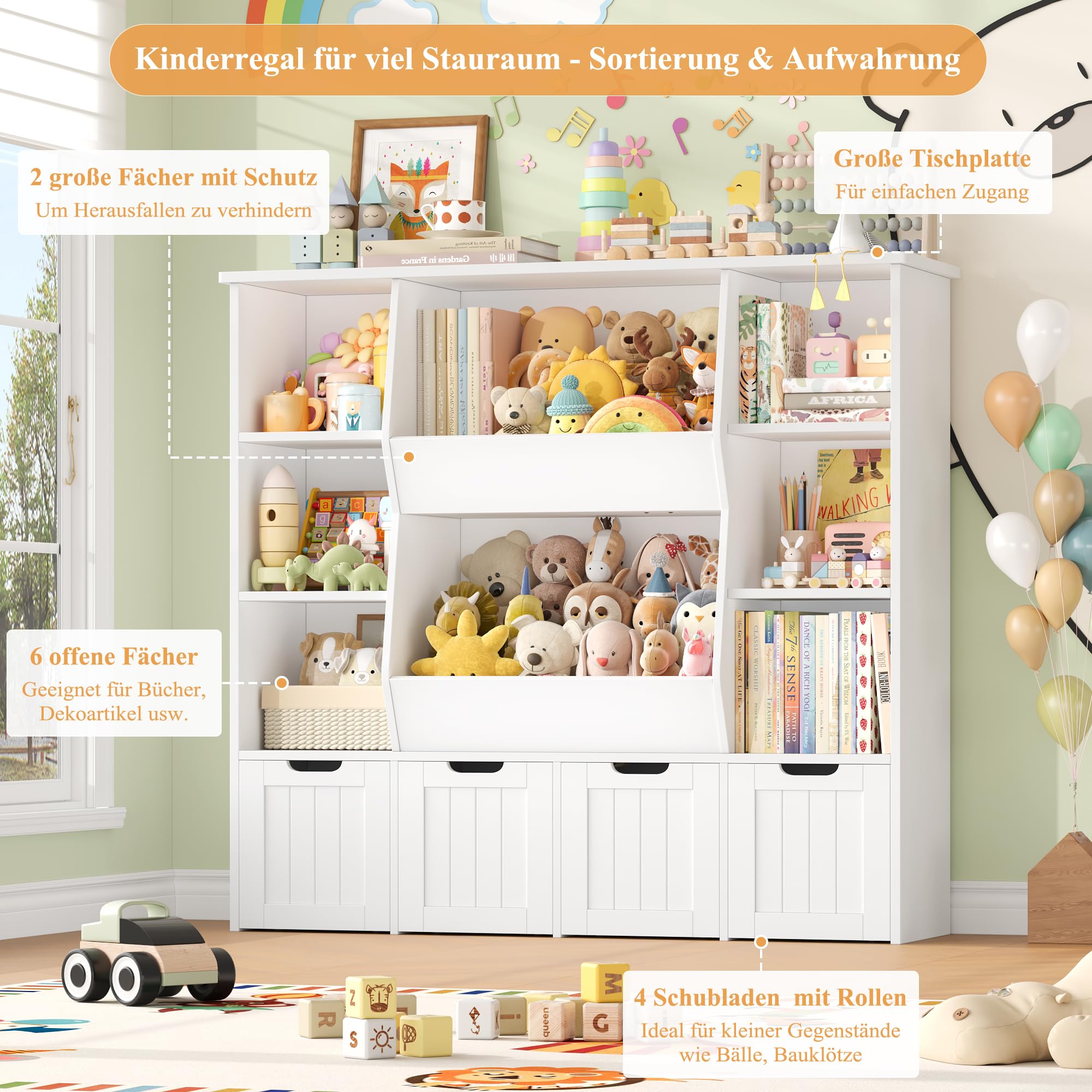 forehill-kinderregal-wei-spielzeugregal-mit-4-schubladen image 6