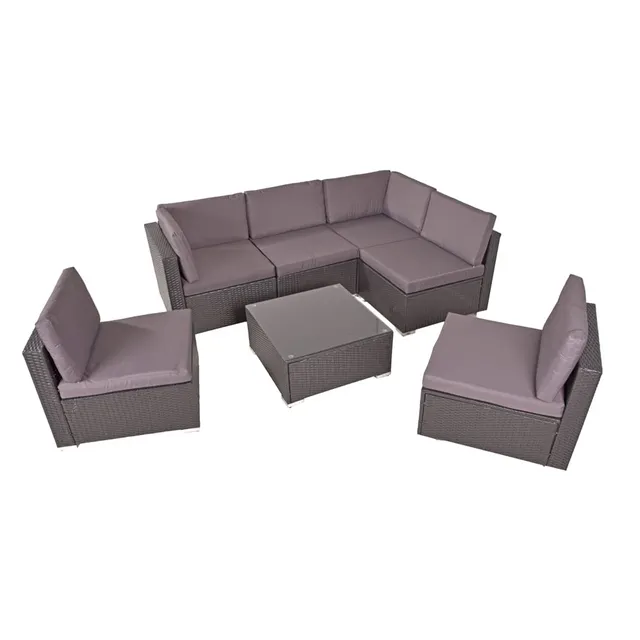 lomadox-garten-sitzgruppe-lounge-schwarz-stahl-geflecht-7-teilig image 1