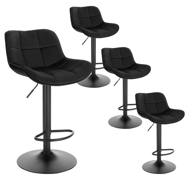 eugad-barhocker-4er-set-samt-schwarz-h-henverstellbar-60-81cm image 1