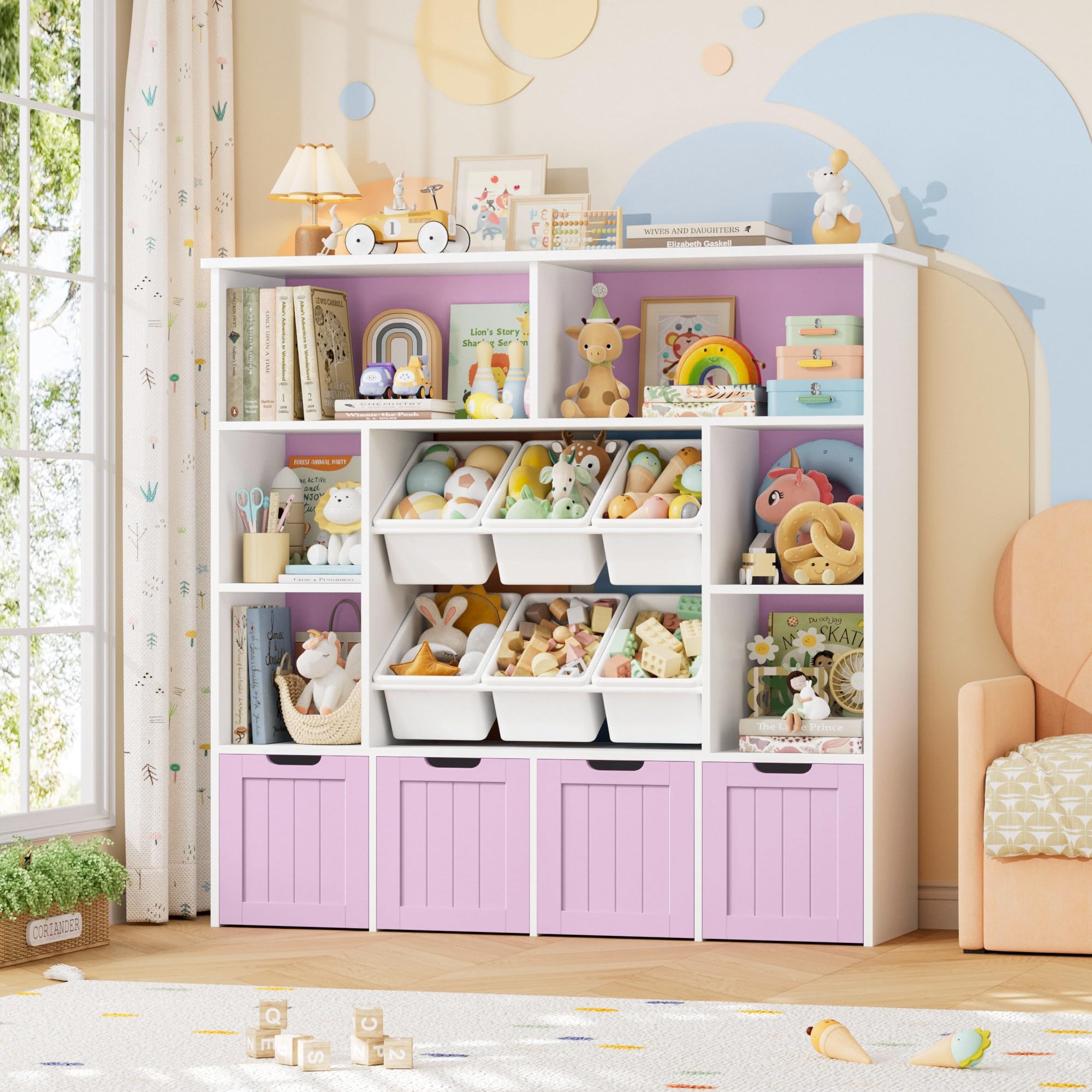 forehill-kinderregal-10-boxen-rosa-lila-wei-spielzeugregal image 2
