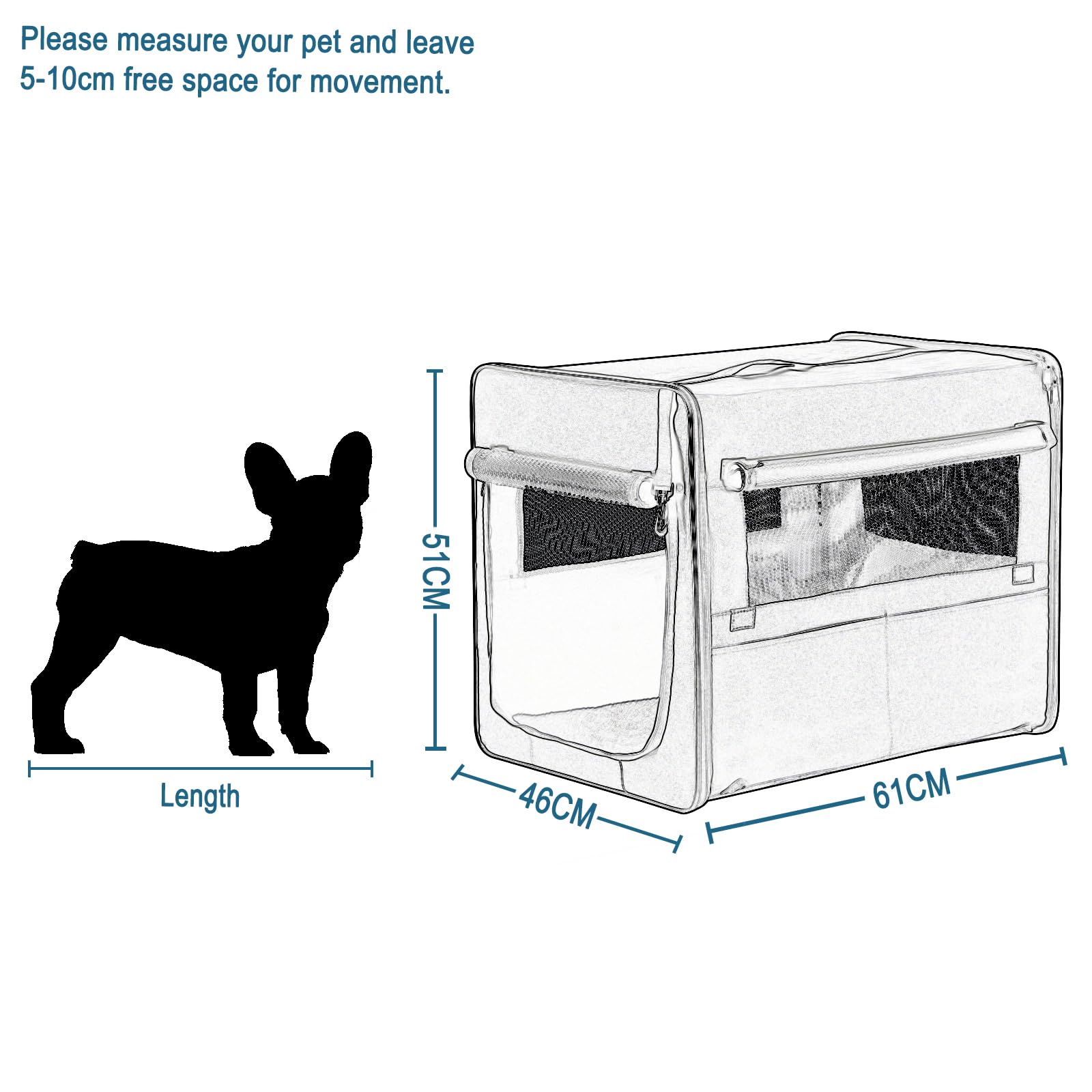 eugad-hundebox-faltbar-grau-61x46x51-katze-hund image 5