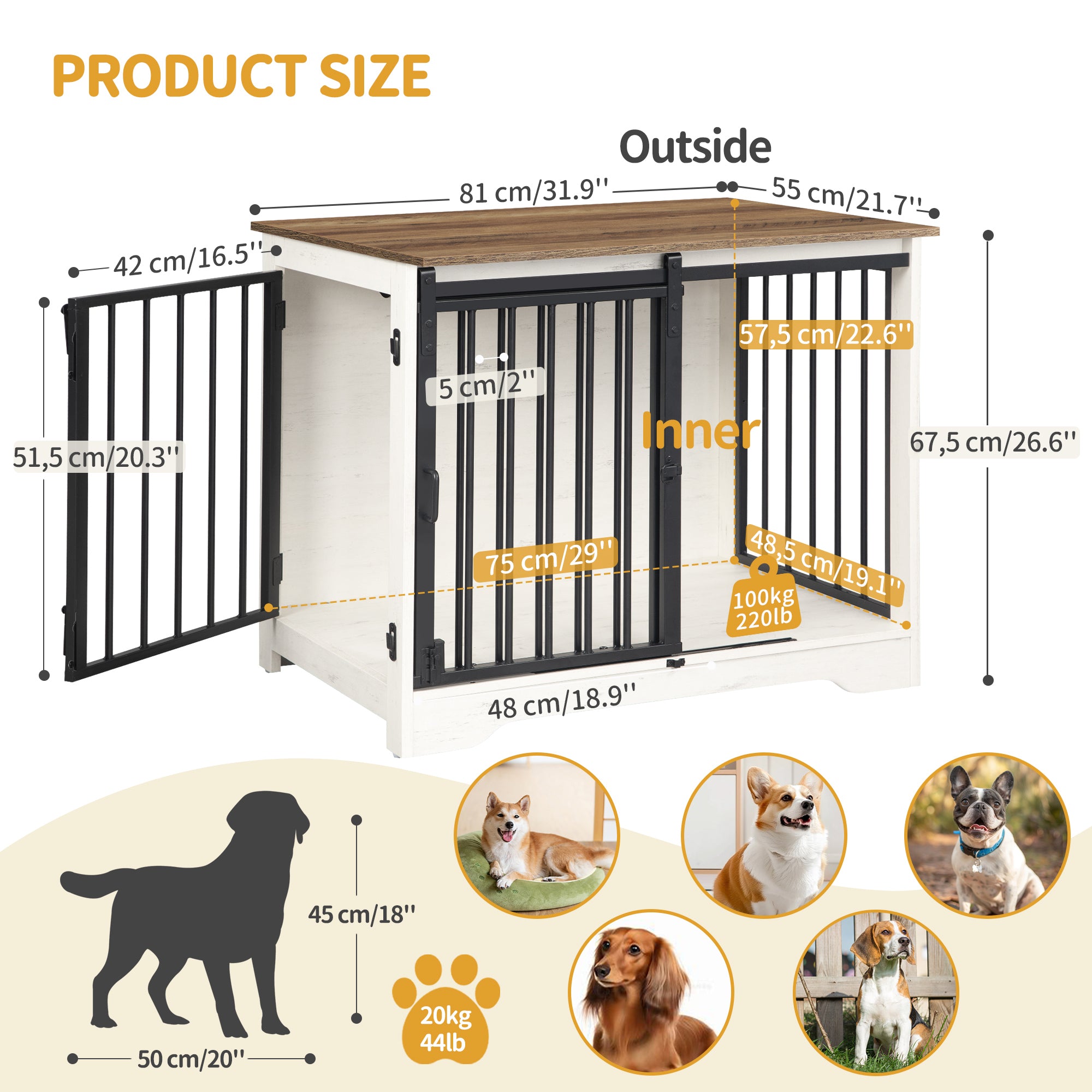 hzuaneri-hundebox-81-cm-wei-braun-holz-schiebet-r-m-bel image 2