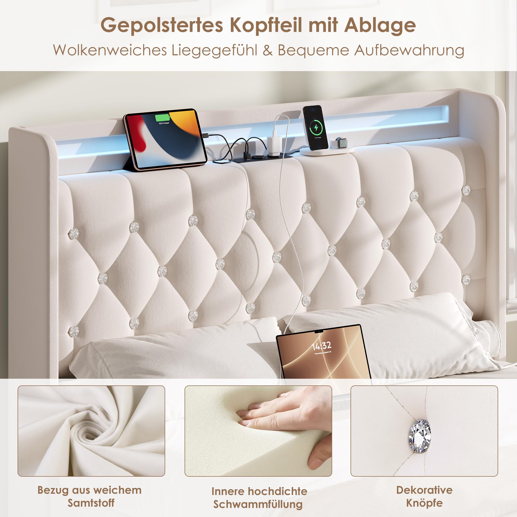 forehill-polsterbett-140x200-led-schubladen-samt-mit-usb image 6
