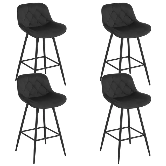 eugad-1068by-4-barhocker-4er-set-samt-schwarz-mit-lehne image 1