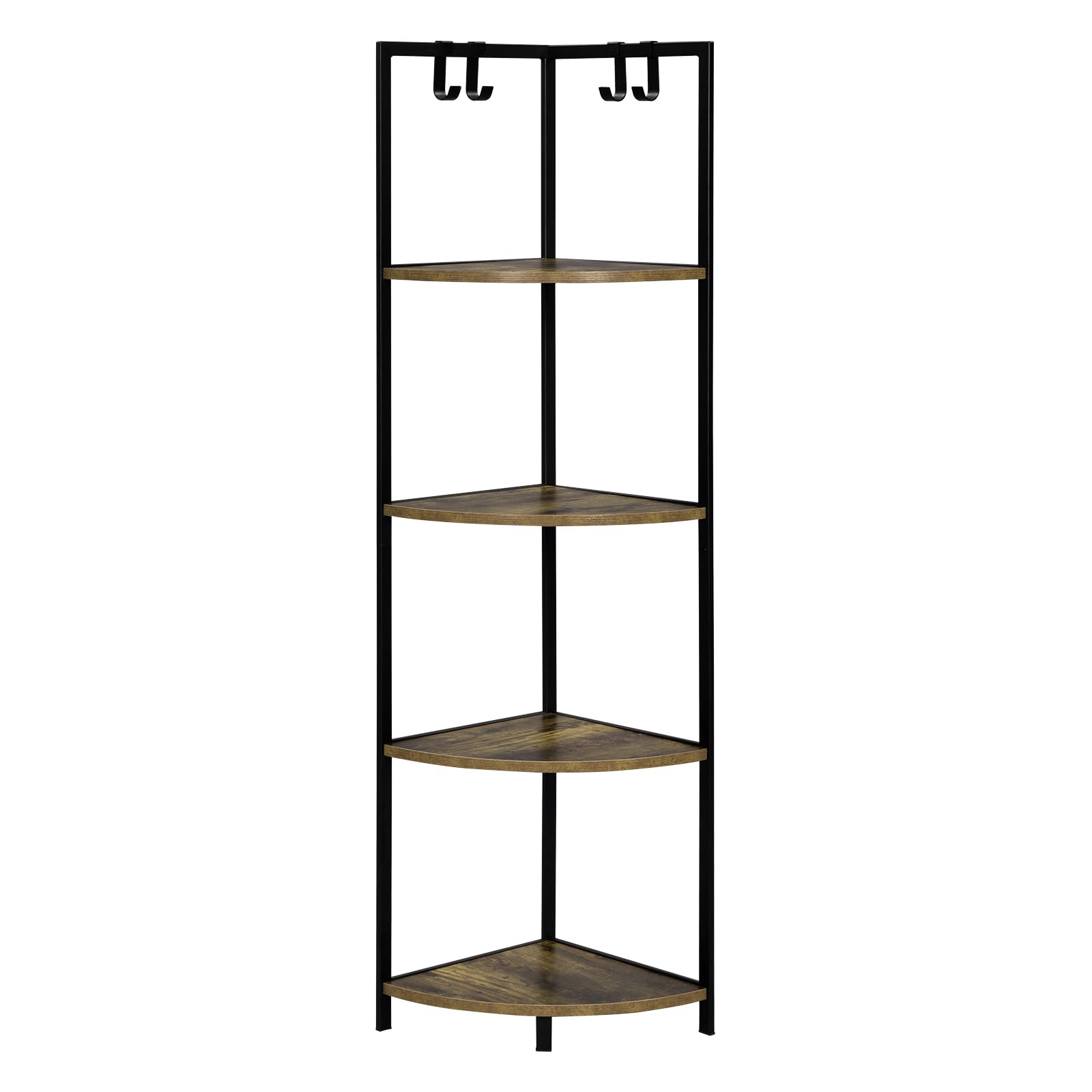 eugad-eckregal-4-ablagen-haken-vintage-holz-schwarz-32x134cm image 8