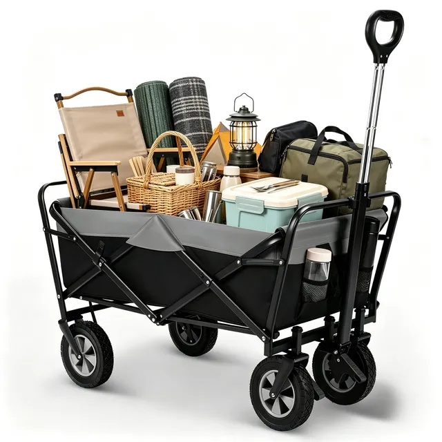 eugad-garten-outdoor-bollerwagen-faltbar-schwarz-grau-200-kg image 1