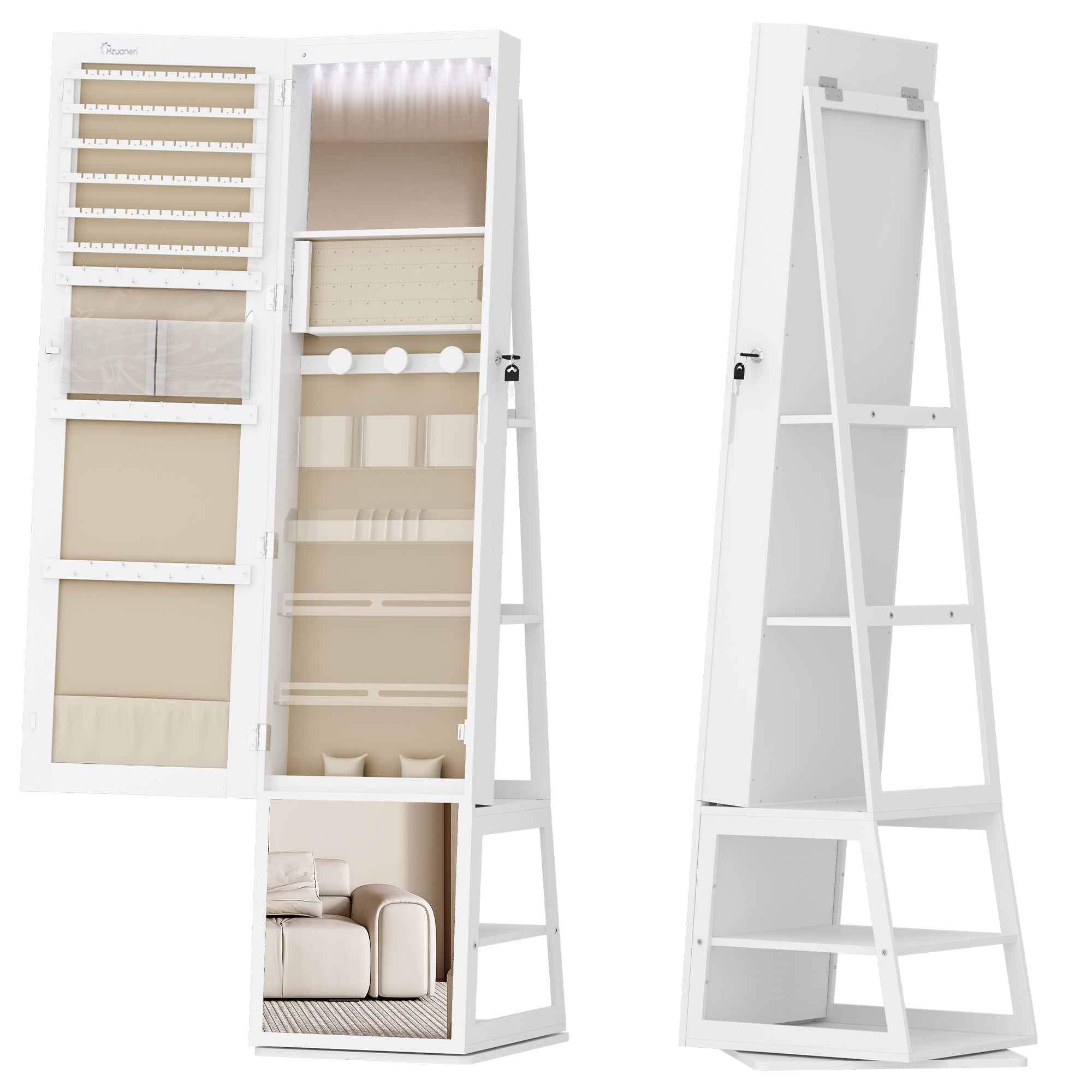 hzuaneri-bedroom-jc16003be-schmuckschrank-wei-beige-drehbar image 4