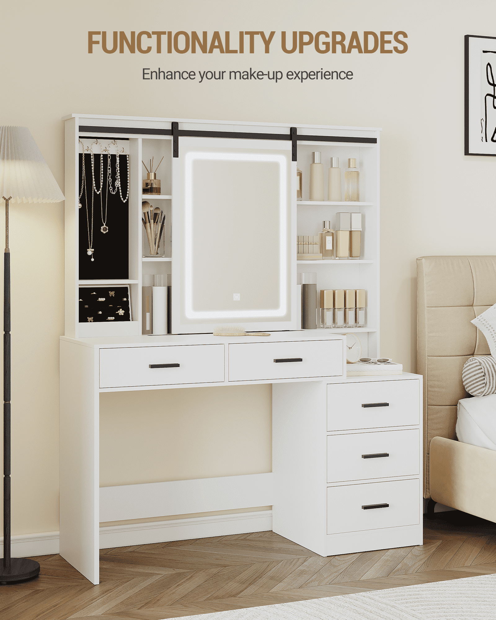hzuaneri-bedroom-schminktisch-wei-led-spiegel-5-schubladen-dt33103x image 6