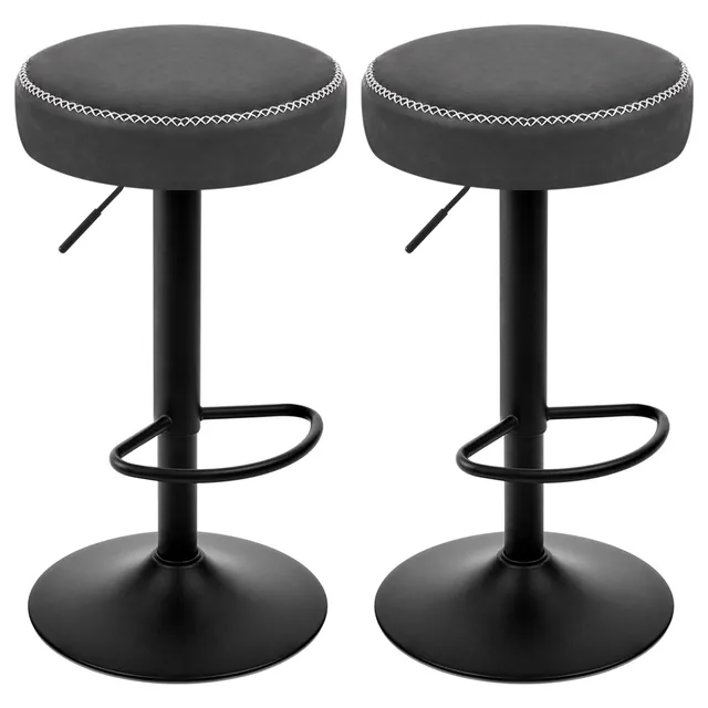 eugad-barhocker-2er-set-drehbar-anthrazit-kunstleder image 1