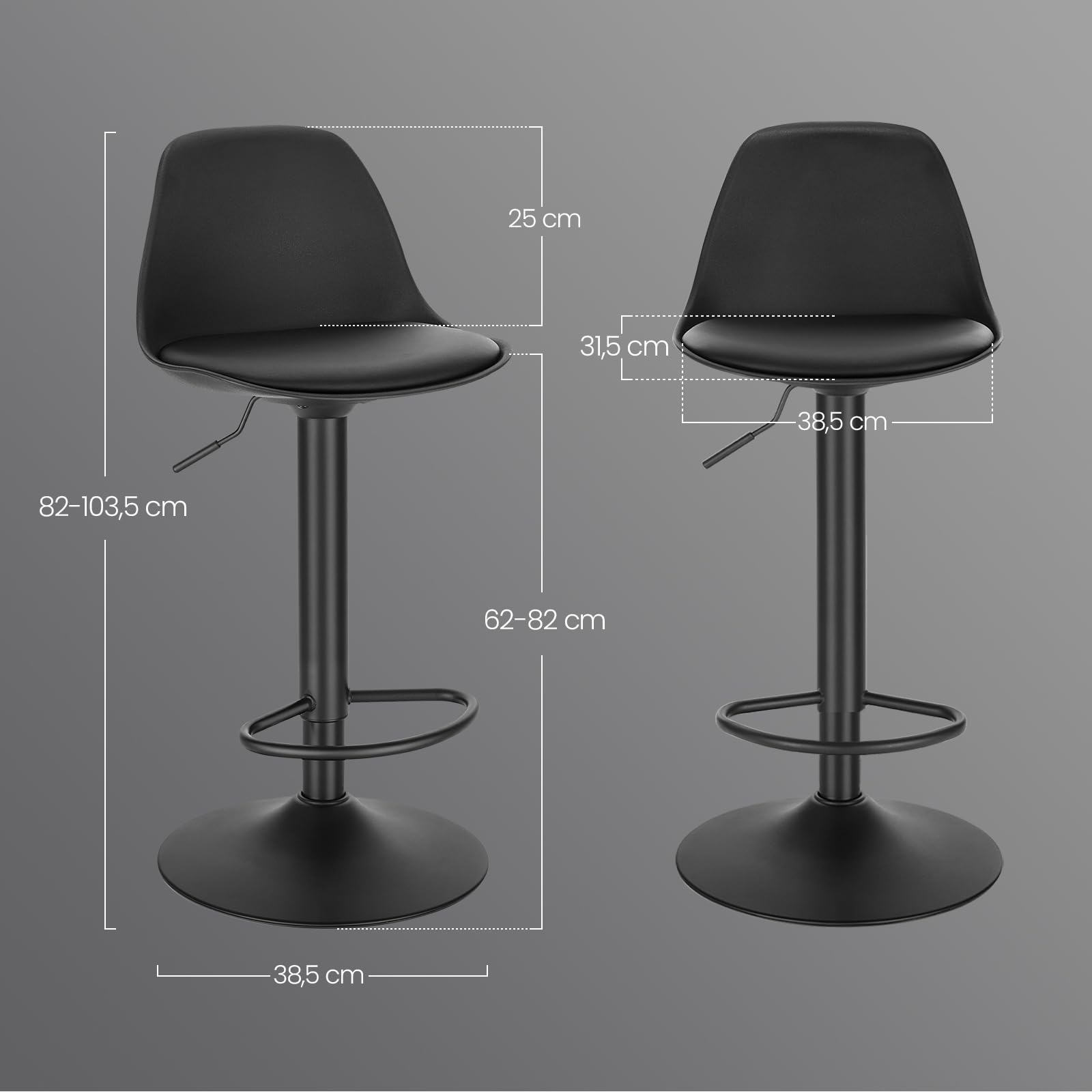 eugad-barhocker-2er-set-schwarz-drehbar-h-henverstellbar image 7