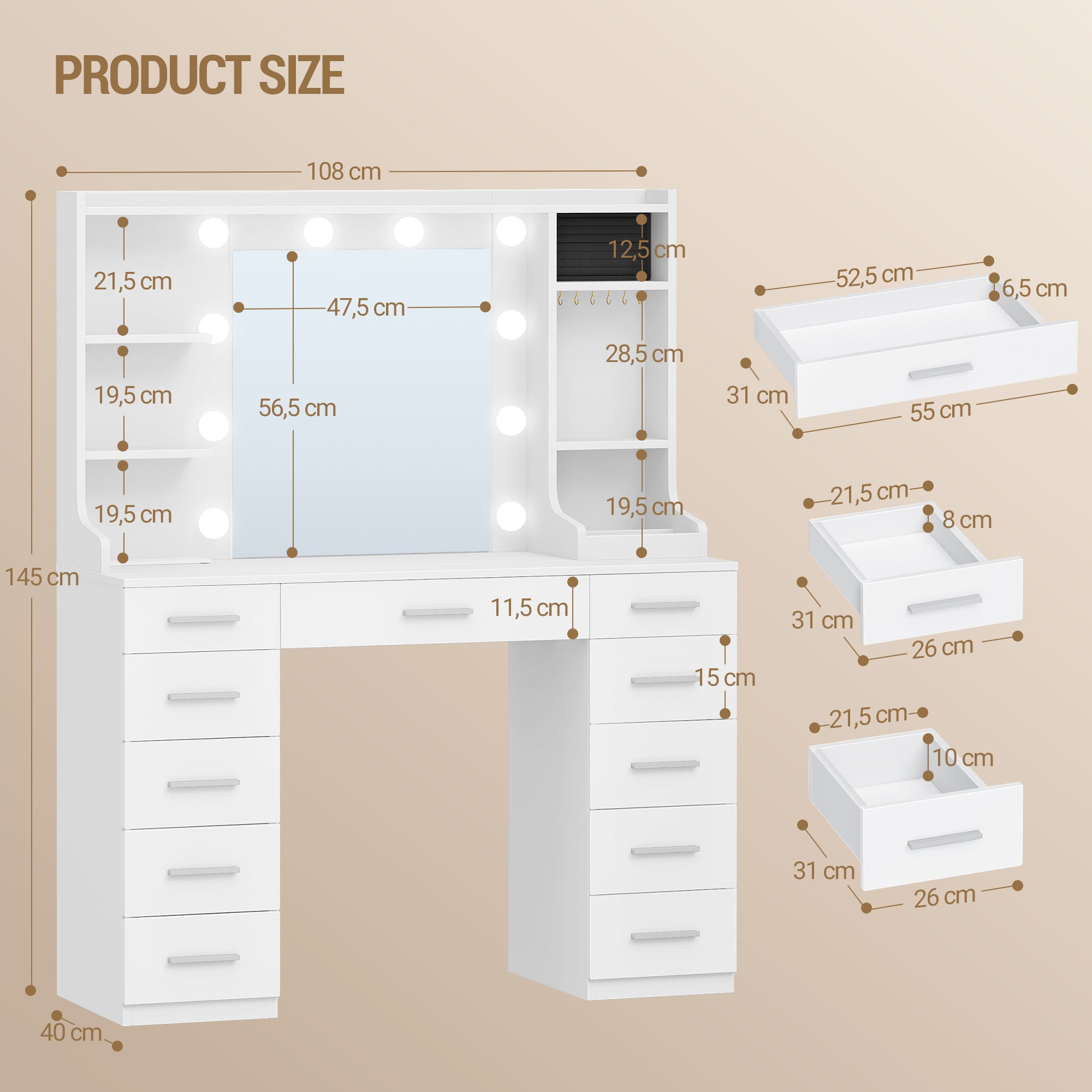 hzuaneri-dt43303x-schminktisch-wei-led-spiegel-11-laden image 2