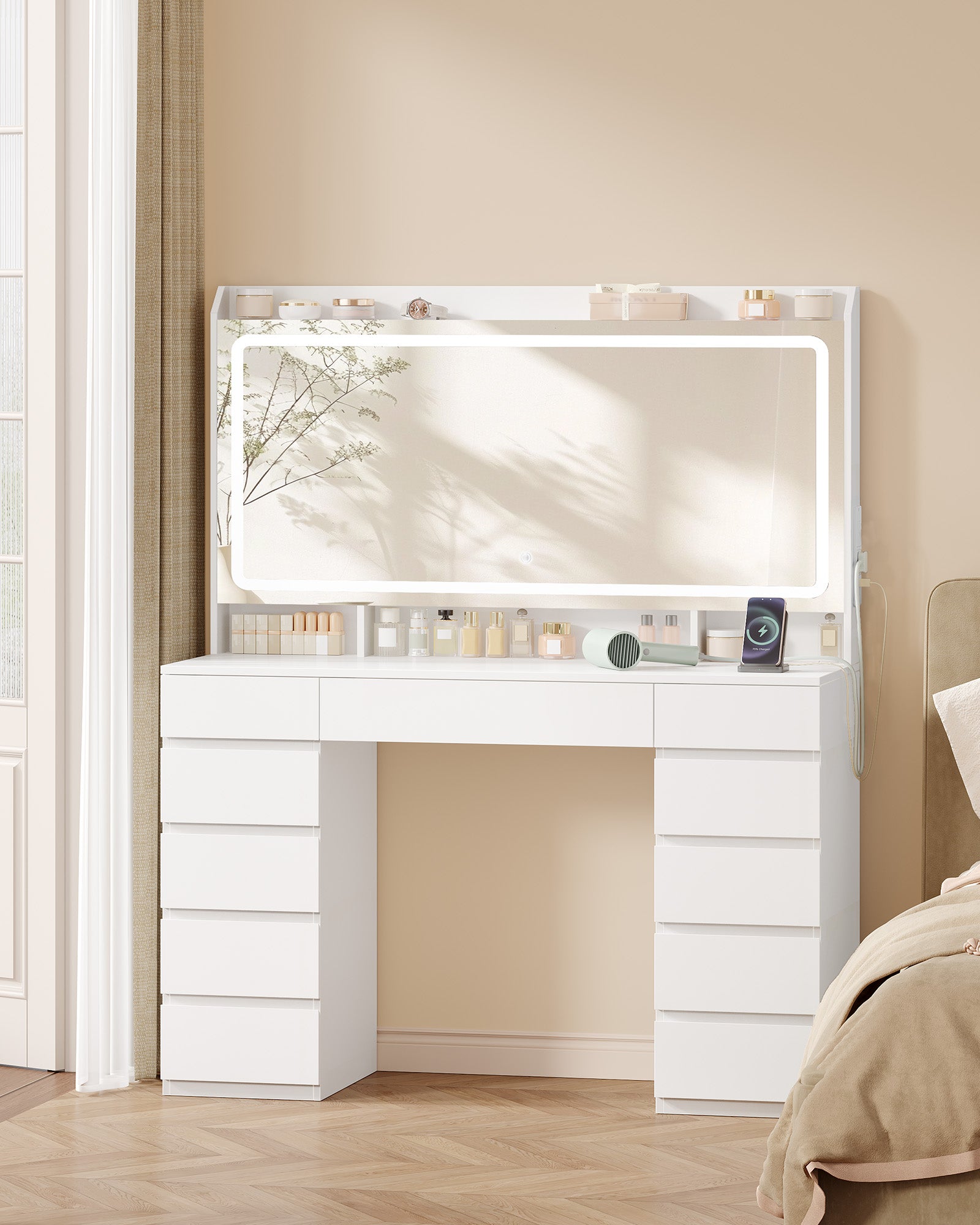 hzuaneri-bedroom-dt43003x-schminktisch-wei-led-11-schubladen image 2