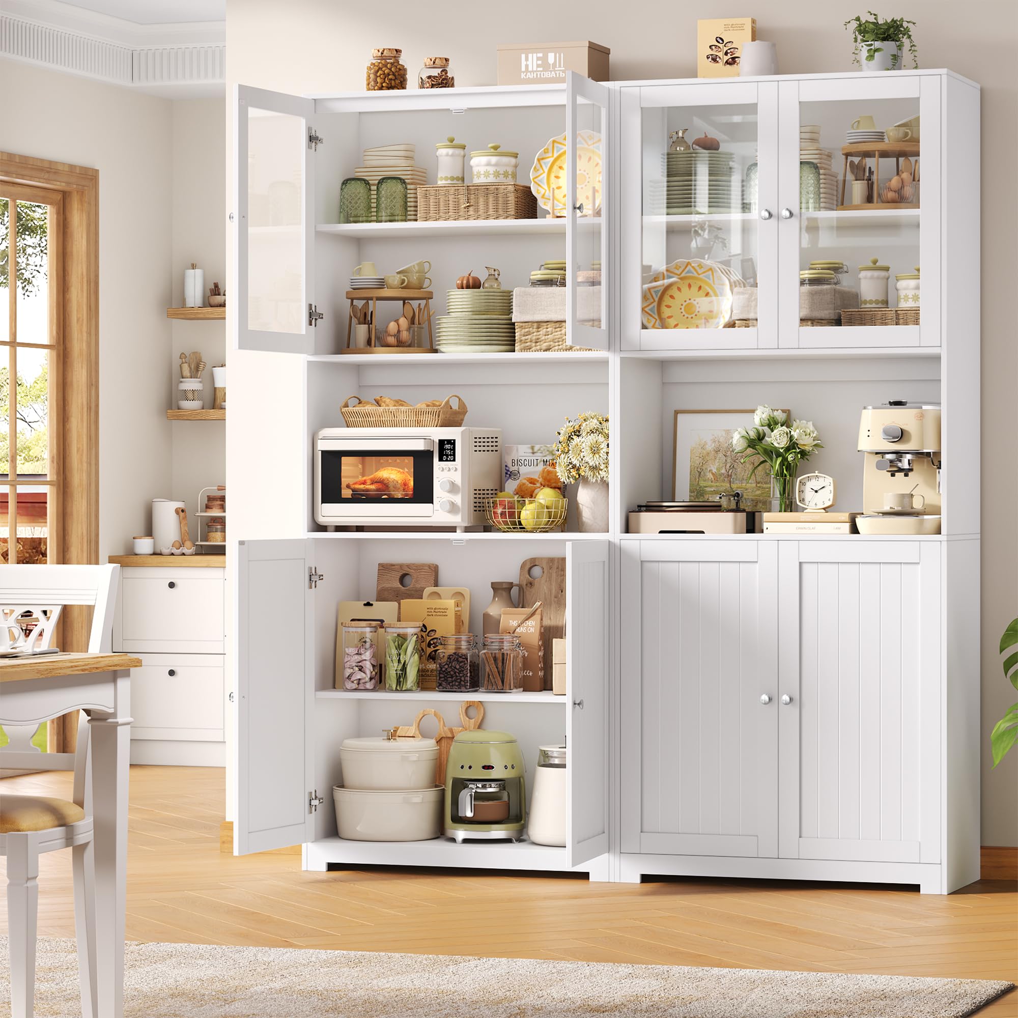 forehill-k-chenschrank-198cm-buffetschrank-vitrine-wei-80cm image 2