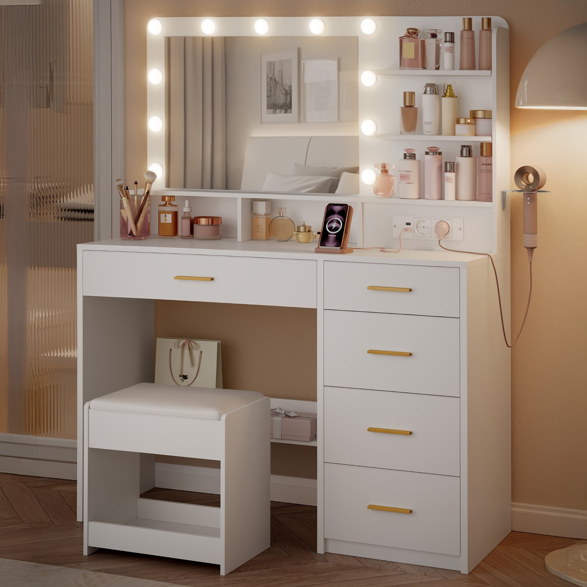 hzuaneri-bedroom-schminktisch-dt42903x-wei-mit-spiegel-und-hocker image 7