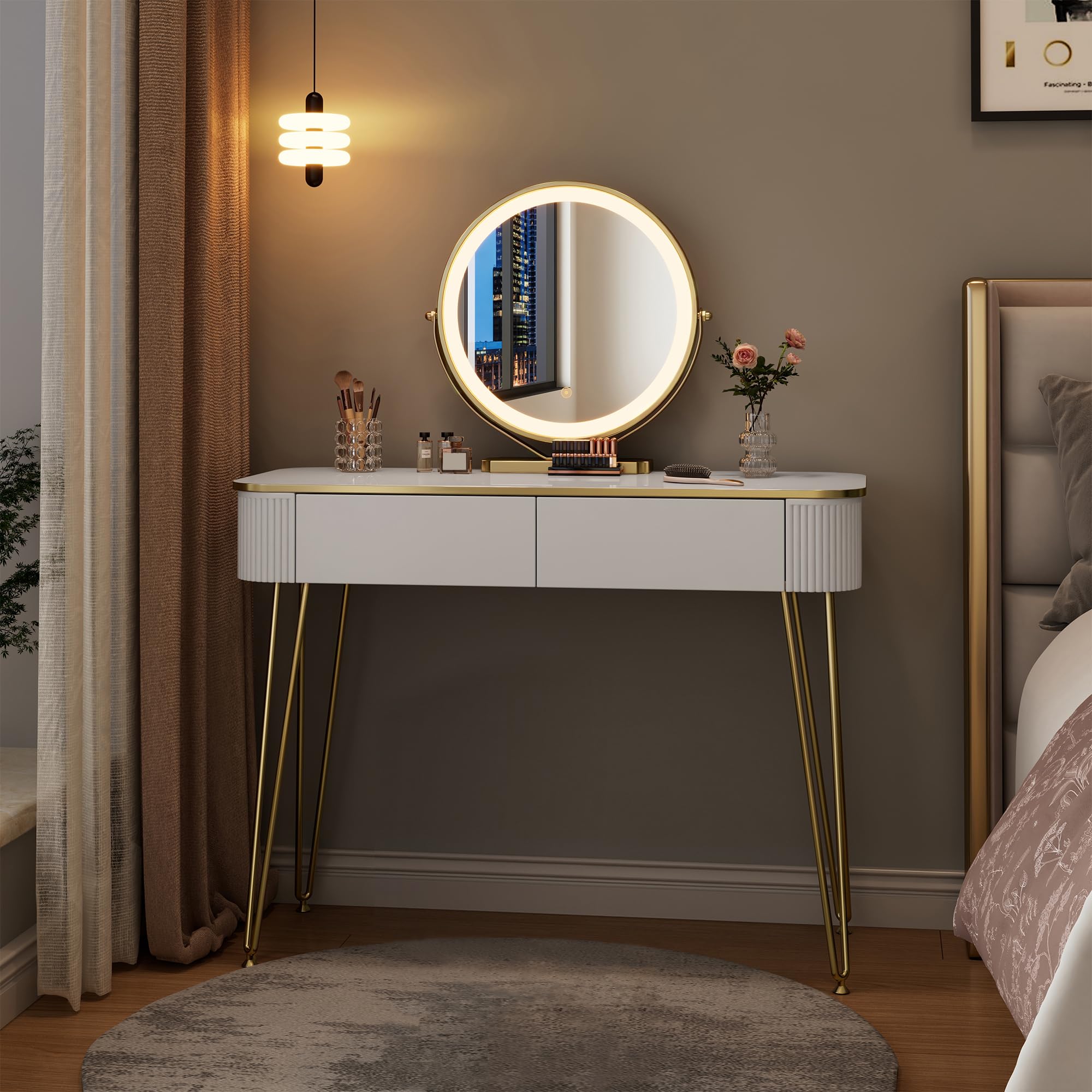 eugad-schminktisch-mit-led-spiegel-wei-100-cm-dimmbar image 8