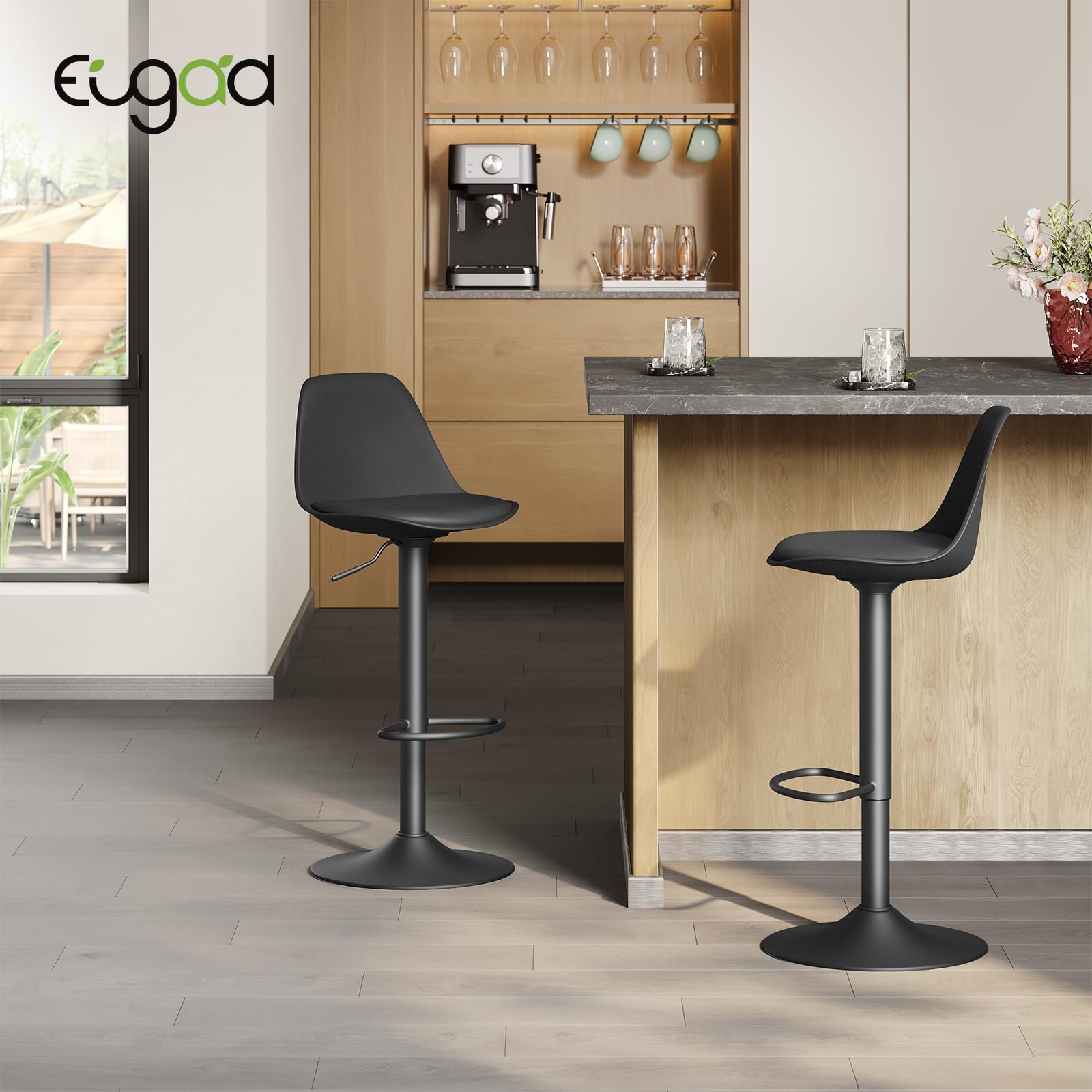 eugad-barhocker-2er-set-schwarz-drehbar-h-henverstellbar image 2