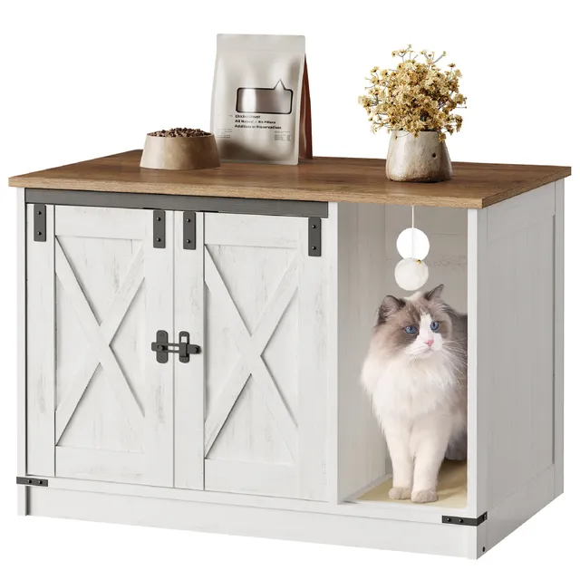 hzuaneri-pet-katzenschrank-vintage-brown-white-katzenklo-80-cm image 1