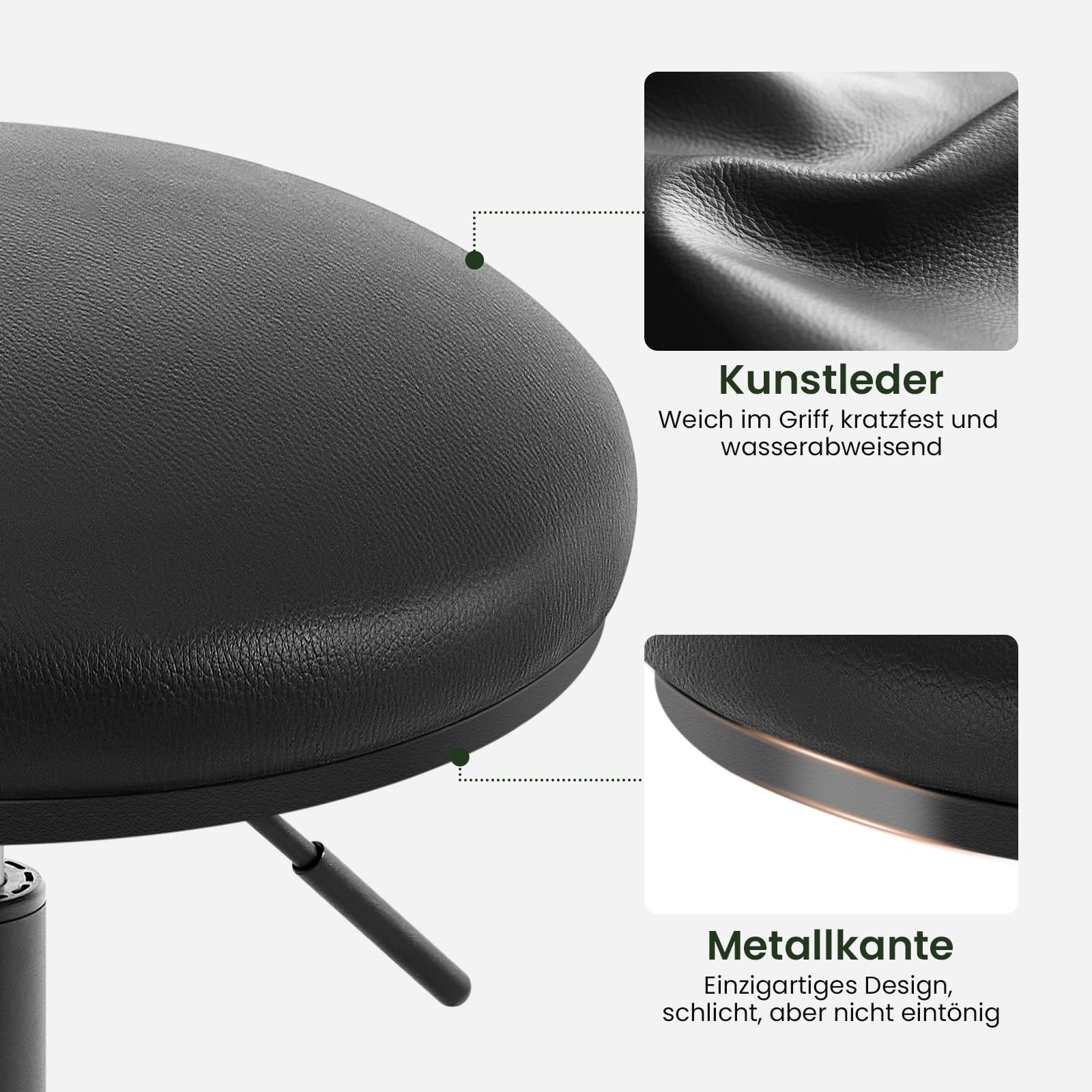 eugad-rollhocker-drehhocker-kunstleder-schwarz-h-henverstellbar image 5