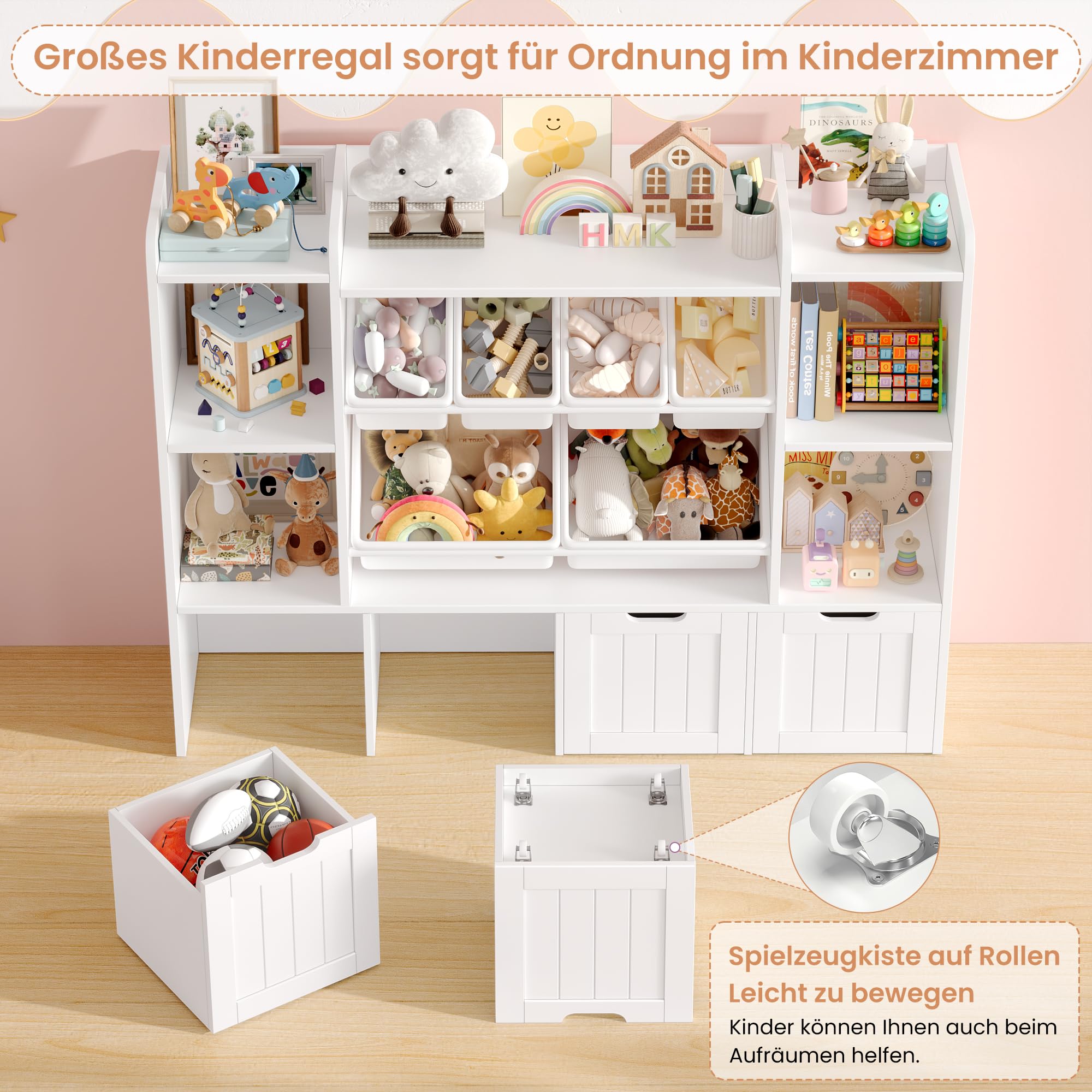 forehill-kinderregal-140cm-wei-mit-boxen-spielzeugregal image 7