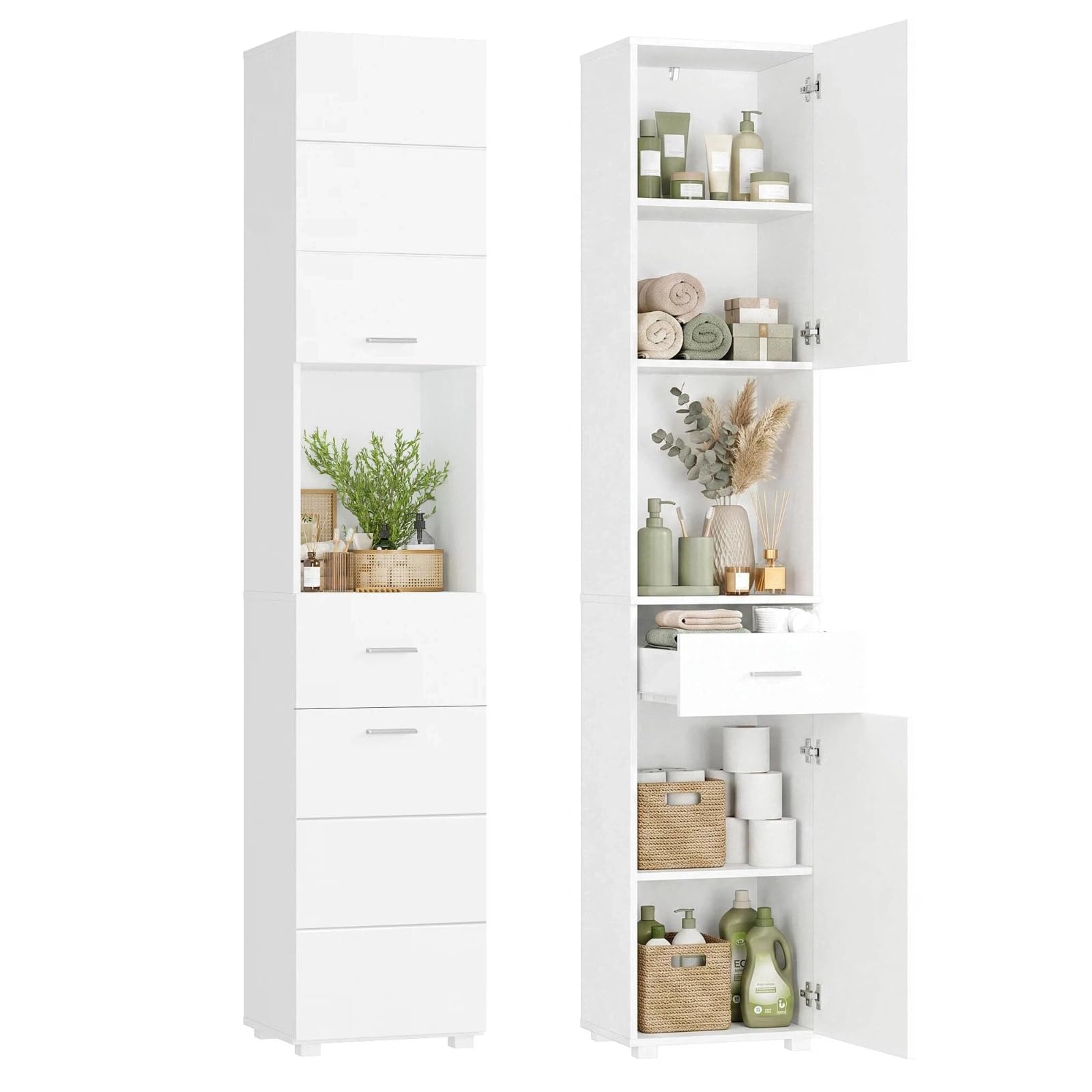 forehill-tall-bathroom-cabinet-badezimmerschrank-wei-180-cm-soft-close image 1