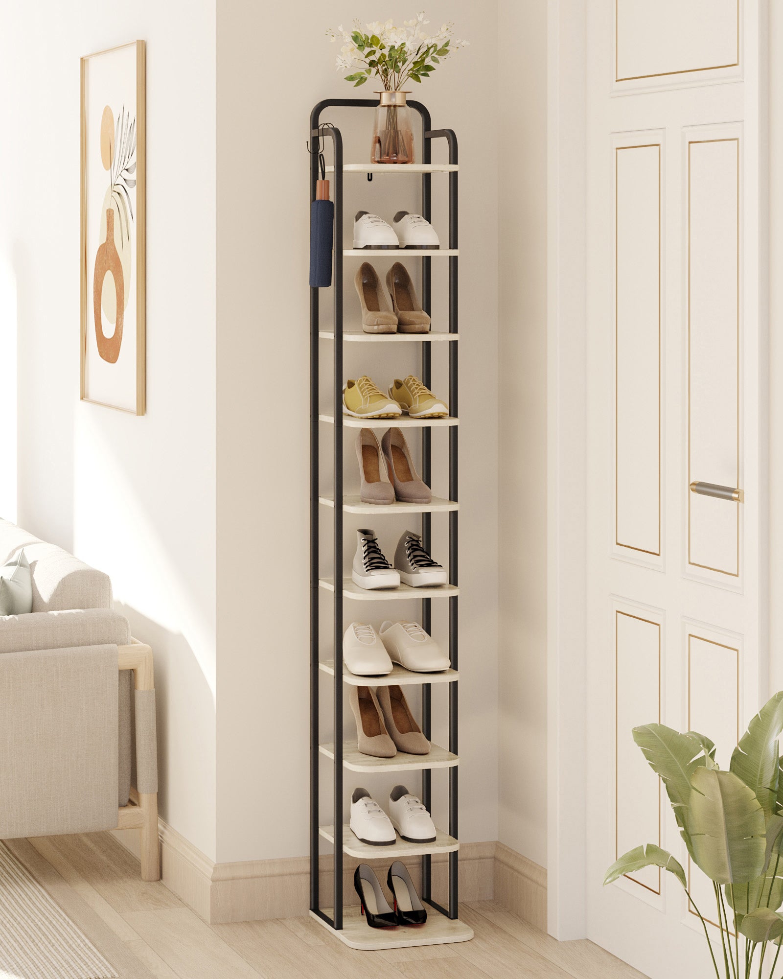 hzuaneri-living-room-sr11205b-schuhregal-schmal-10-ebenen-greige image 4