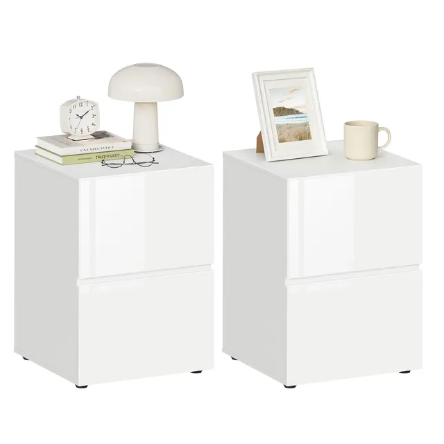 eugad-nachttisch-wei-hochglanz-40x40x58-2-schubladen image 1
