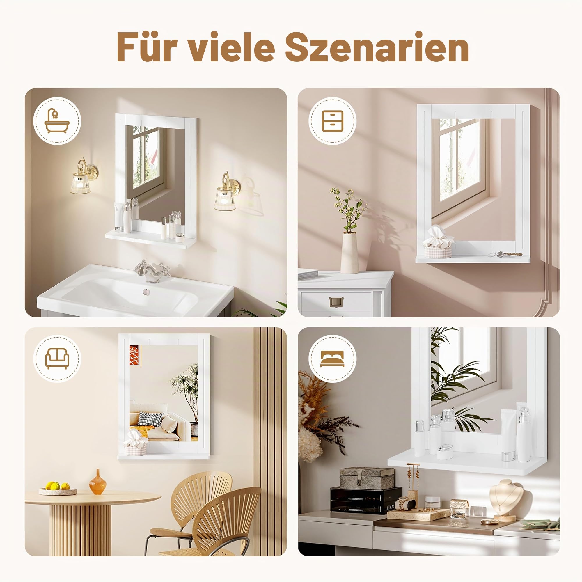 eugad-wohnaccessoires-badspiegel-mit-ablage-wei-40x55x12-cm image 4