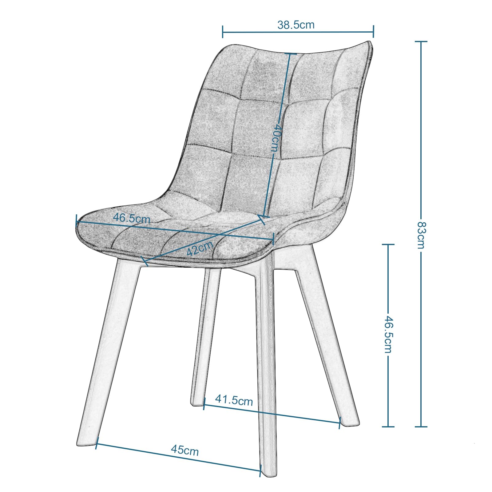 eugad-esszimmerst-hle-4er-set-samt-dunkelgrau-holzbeine image 3